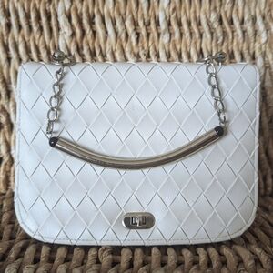 👒 Vintage Kadin handmade in USA Mini Clutch White Leather Purse Handbag 50s 60s